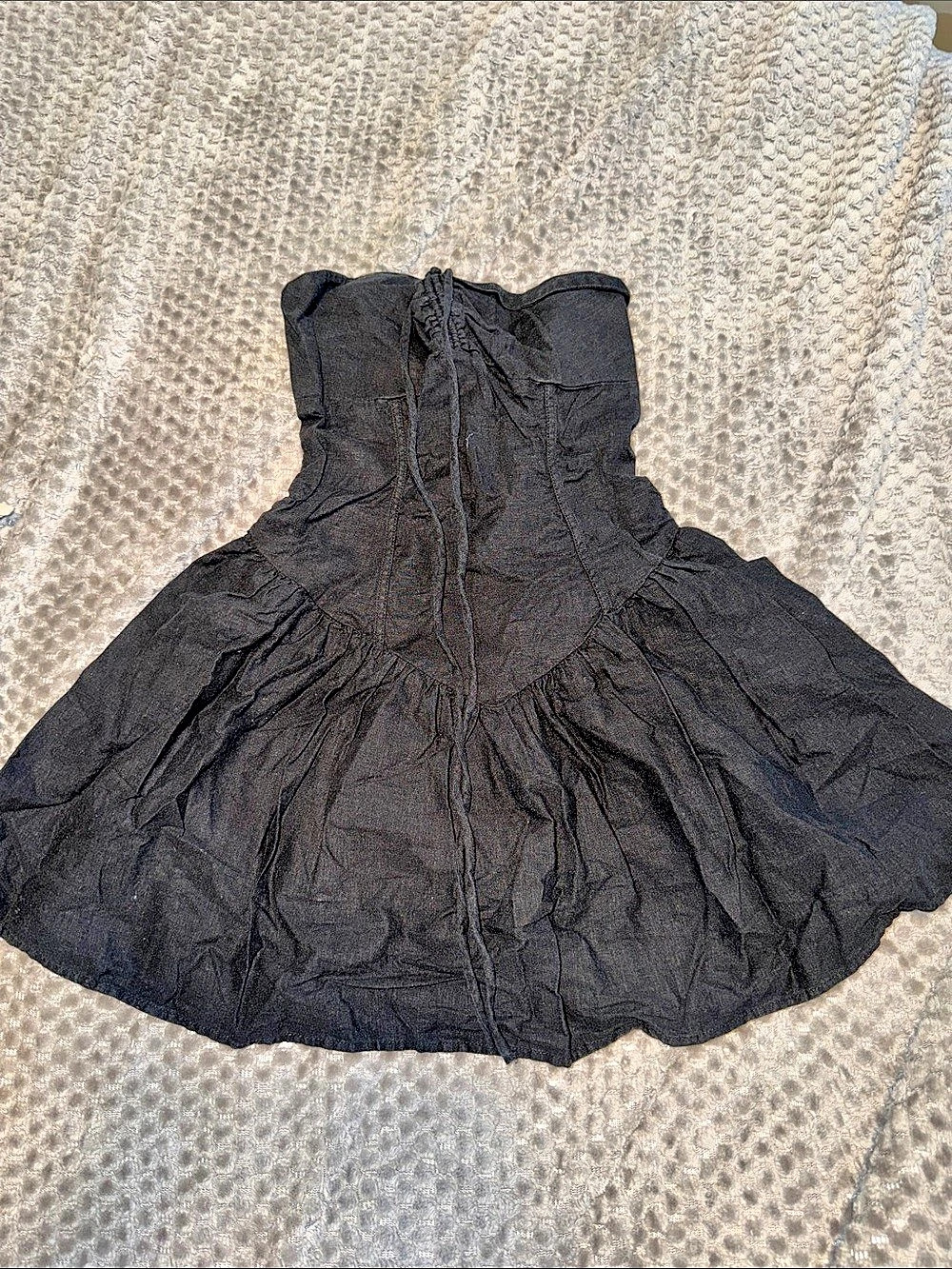Oak + Fort Black Gathered Skirt Dress